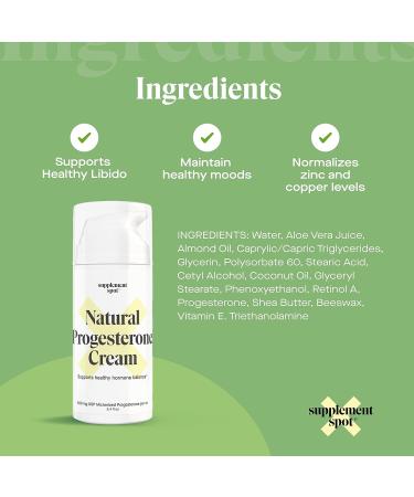 Natural Progesterone Cream for Menopause Relief & Mood Balance - 3.4 oz (500mg Progesterone/oz) - Buy Online on GoSupps.com
