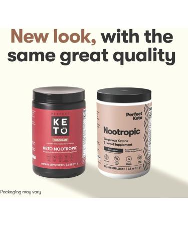 Perfect Keto Nootropic Brain Support, Caffeine Free Focus and Energy Supplement with Alpha Lipoic Acid, L Theanine, Ginkgo Biloba, Alpha GPC, MCT's, Collagen, Ketones, Chocolate Drink Mix, 15 Servings - Buy Online on GoSupps.com
