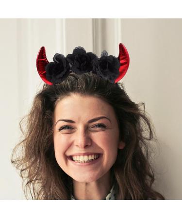 Beaupretty Halloween Horn Headband Horn Flower Headbands Gothic Black Horn Devil Hair Accessories for Halloween Costume - Buy Online on GoSupps.com