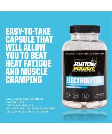 Ryno Power Electrolytes Supplement Capsules - 50 Servings | Hydration & Performance Boost for International Shipping - Buy Online on GoSupps.com