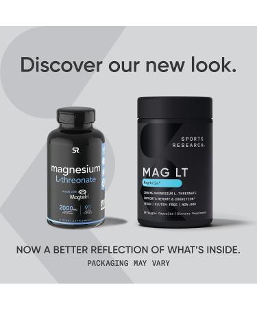 Sports Research Magtein Magnesium L-Threonate Capsules - 2000mg, 90 Capsules - Memory, Focus & Cognition Support Supplement for Brain Health, Sleep & Mood in Adults - Buy Online on GoSupps.com