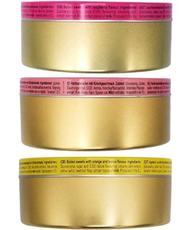 Woogie Fine Drops Hard Candy Tin - Assorted Candy Pack - Lemon & Orange Raspberry and Cherry Flavours - Pack of 3 Fruit Candy Tin Cans (550 gr) - Buy Online on GoSupps.com