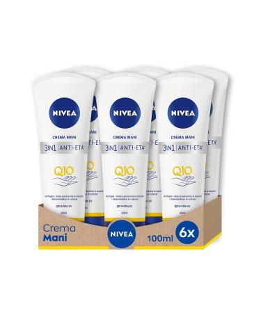 Nivea anti-aging hand cream Q10 anti-folds and anti-spots 6 x 100 ml moisturizing hand cream enriched with Q10 Complex anti-Age cream with UV filters fragrance-free 100 ml (6 Pack)