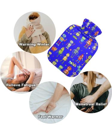 NAANLE Cartoon Robot Heating Bag - 2L Transparent Hot Water Bottle for Pain Relief & Therapy | Large Sized for Bed Hand and Foot - Buy Online on GoSupps.com