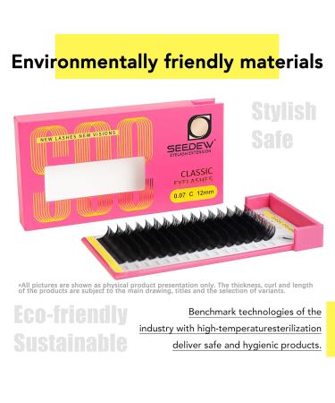 Classic Individual Eyelash Extensions - 7mm C Curl 0.15mm Lightweight Short Bottom Lashes 16 Rows/Tray for Lash Artists & Salons - Matte Black - Buy Online on GoSupps.com