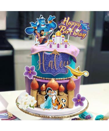 8pcs Jasmine Cake Decorations Jasmine Birthday Cake Topper Decorations with Jasmine Magic Lamp Flying Carpet Arabian Princess Party Supplies For Girls Kids Birthday Baby Shower Party Favors Purple - Buy Online on GoSupps.com