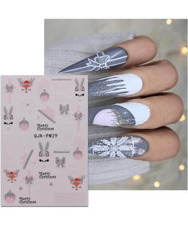 JMEOWIO 10 Sheets Glitter Christmas Nail Art Stickers Decals Self-Adhesive Snowman Snowflake Winter Holiday Black Nail Supplies Nail Art Design Decoration Accessories - Buy Online on GoSupps.com