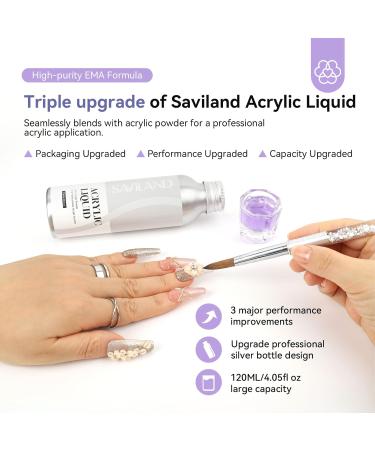 Saviland Professional Acrylic Liquid Set | 4.06fl oz Nail Liquid Brush & Dappen Dish for DIY Acrylic Nails - Perfect for Home Salon Use - Buy Online on GoSupps.com