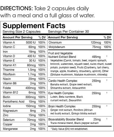 Silver Fern Whole Food Daily Multi Vitamin with Trace Minerals - 60 Vegicaps - Non-GMO Vegan Men's & Women's Multivitamin - Buy Online on GoSupps.com