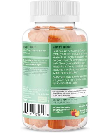 SUKU Vitamin B Complex Gummies with Vitamin C - Sugar Free Vegan Peach Flavour (60 Gummies) | Boosts Cell Development, Metabolism & Collagen Formation - Buy Online on GoSupps.com