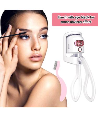 Eyelash Curler Heated with LED Display Electric Eyelash Curler Rechargeable USB-C Eyelash Curler with 3 Temperature Modes Silicone Heating Pad Auto Stop Wide Angle Design for All Eyelashes White - Buy Online on GoSupps.com