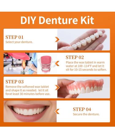 Denture Do it Yourself Full Set of Top and Bottom Fake Teeth to Create Your Perfect Smile at Home-AAZ1 Orange - Buy Online on GoSupps.com