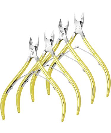 4 Pack Stainless Steel Cuticle Nippers for Home/Spa/Salon Manicure and Pedicure Gold