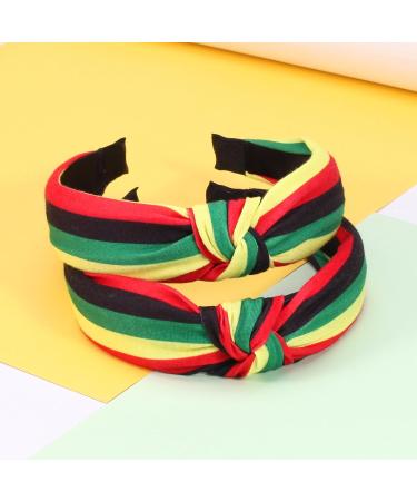 Ardorchid Rasta Headbands African Jamaica Juneteenth knotted Headband for Women Girls Elastic Hairband Hair Hoop No Slip Hair Accessories Gifts - Buy Online on GoSupps.com