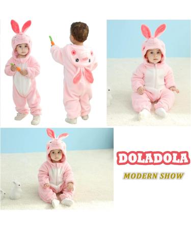 Doladola Baby Cartoon Animal Hooded Onesie Pajamas Romper (0-3 Months) - Rabbit Design - Buy Online on GoSupps.com