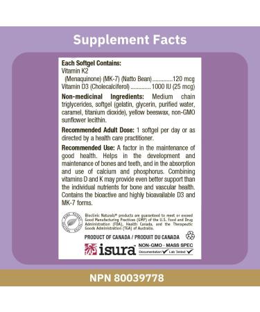 Bioclinic Naturals Vitamin D3 & K2 60 Gels - Buy Online on GoSupps.com