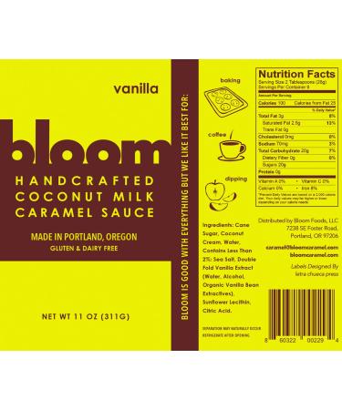 Bloom Caramel Vanilla Coconut Caramel - Sauce  11 OZ Squeeze Cottle  Vegan Alternative for Coffee  Topping for Ice Cream Vanilla Coconut Caramel Sauce 11 Ounce (Pack of 1) - Buy Online on GoSupps.com