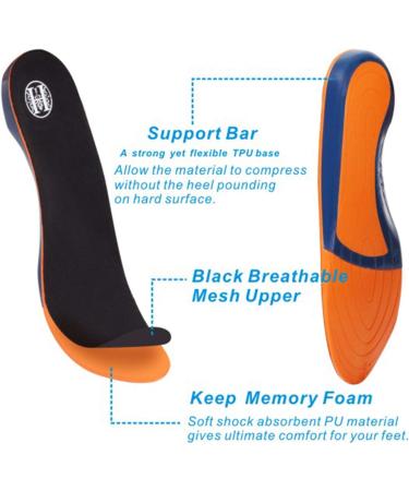 WORKPOINT Women's Memory Foam Shoe Insoles | Arch Support for Flat Feet & Heel Pain Relief | Anti-Fatigue Inserts for Work Boots & Sports Shoes (Size M, US 7-8) - Buy Online on GoSupps.com