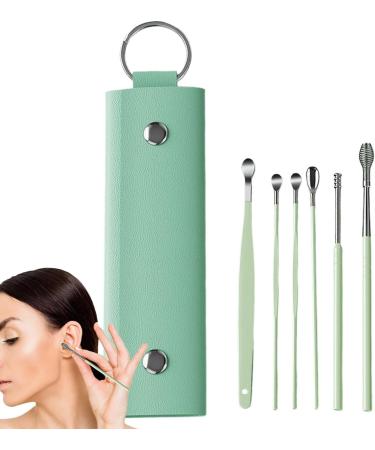 Fovolat Earwax Removal Tools | Ear Removal Tool Ear Wax Curette | Stainless Steel Ear Cleaning Tool Set with Storage Box for Adults Men and Women Light Green - Buy Online on GoSupps.com