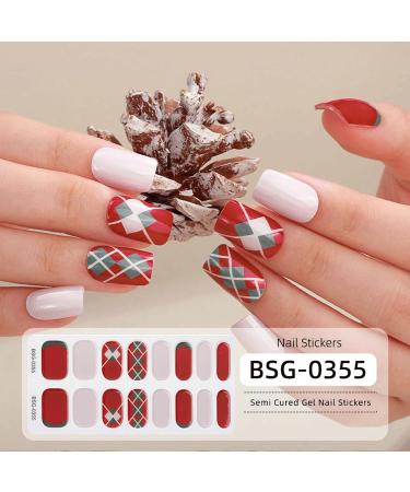 Christmas Red Green White gel nail stickers uv cure semi cured stickers & decals uv stick on gel nails nail polish strips - Buy Online on GoSupps.com