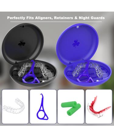 Orthodontic Aligner Cases with Removal Tools - Black + Blue | Strong Magnetic Closure | Compatible with Invisalign & Mouth Guard - Buy Online on GoSupps.com