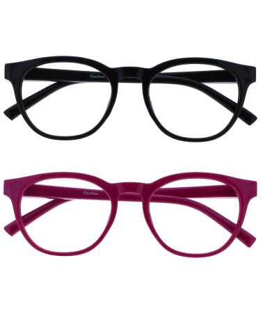 Opulize Blu - Reading glasses Blue light filter 2 Series Pack Cool Frame Feder hinges improve the sleep computer gaming reflective men BB5-13 +2.50 diopters black / pink