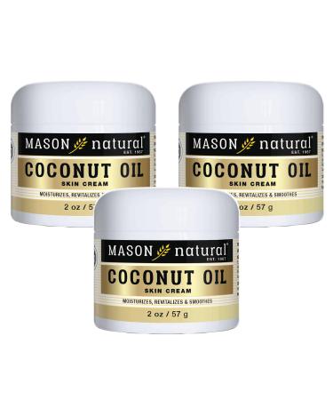 MASON NATURAL Coconut Oil Beauty Cream Hydrating Moisturizer With Collagen for Smooth & Firm Skin 2 oz Pack of 3