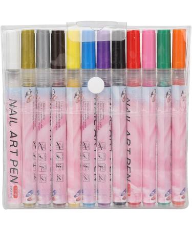12 Colors Nail Art Pens Set Quick Dry Portable Long Lasting Nail Painting Drawing Pens for Details Lines - Buy Online on GoSupps.com