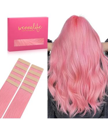If -of -hearted tape extensions real hair pair pink 10pcs tape in extensions real hair 25g 35cm invisible hair extension real hair invisible smooth real hair extensions tape highlight for girls 35cm 25g 10pcs #Pfirsich pink
