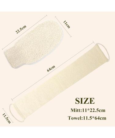 Buy Back Scrubber for Shower - Bamboo Fiber Peeling Sponge & Massage Brush Set (2 Pieces Cream White) | Goldoars - Buy Online on GoSupps.com