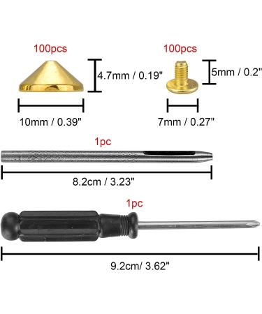 YORANYO 100 Sets Gold Cone Spikes & Bullet Studs - 4.7MM Height - Suitable for Clothing, Shoes, Leather Craft, Belts & Bags - Screw Back Punk Accessories with Installation Tools - Buy Online on GoSupps.com