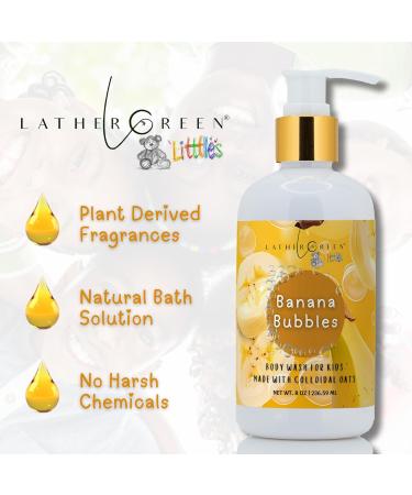 Lather Green Kids Body Wash Plant Based Gentle Moisturizer with Shea Butter Safe for Sensitive Skin Banana Bubbles 3 Pack (8 oz Each) - Buy Online on GoSupps.com