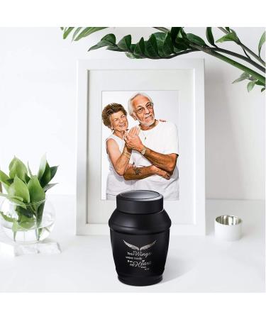 LINES ARTE 5.7 Inches Medium Size Urns for Human Ashes Adult Male Black Cremation Urns for Adult Ashes Angel Wings Decorative Urns M Black Wings - Buy Online on GoSupps.com