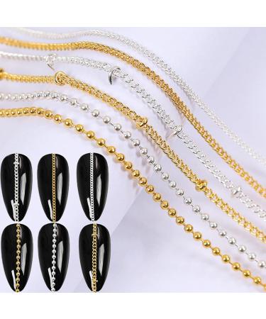 NICENEEDED 24 Strips Metal Nail Art Chains Nail Jewelry Chains Alloy Nail Chains Punk Nail Charms Nail Ornaments Nail Jewels Nail Art Studs for Nail Decoration - Buy Online on GoSupps.com