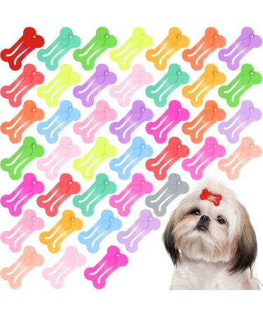 45PCS Dog Hair Clips 1 Inch Small Dogs Hair Bows Cute Hair Clips Small Bone Snap Hair Clips Multicolor Dog Hair Accessories Bone Shaped Snap Pet Hair Barrettes For Dog Cat Grooming Hair Accessories