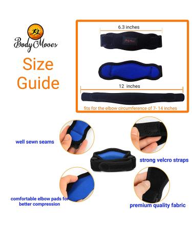 BodyMoves Tennis Elbow Brace (2pcs) with Hot & Cold Ice Pack - Joint Pain Relief for Sports & Daily Use - Treat Tendonitis, Bursitis - Basketball, Golfers Elbow Support - Active Blue - Buy Online on GoSupps.com
