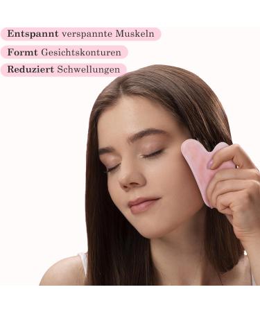 Buy GUGUG Rose Quartz Gua Sha Set & Jade Roller for Facial Massage | Reduce Eye Puffiness & Tighten Skin - Buy Online on GoSupps.com