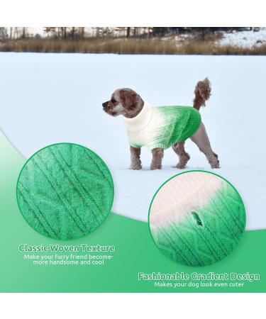 Cit toile Warm Winter Dog Sweater | Soft Knitted Turtleneck Pet Coat for Cold Weather | Color Gradient Green | Small & Medium Pets - Buy Online on GoSupps.com