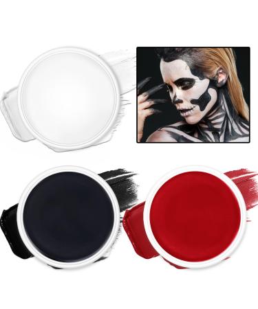 CAHIUYOA Black White Red Face Body Paint Makeup Palette Oil Based Cream Face and Body Paint Halloween Face Painting Makeup Kit for Clown Zombie Vampire Adults Costume