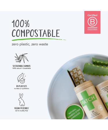 Patch Natural Bamboo Strip Bandages with Aloe Vera - Eco-Friendly Tan 25 Pack for Burns & Blisters - Buy Online on GoSupps.com