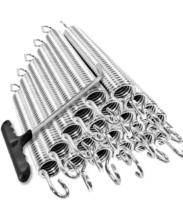 PARTYSAVING |20 Pack| / |40 Pack| 7" Silver Trampoline Spring Galvanized Steel Replacement with Free T-Hook for Skywalker, JumpKing, Upperbounce, Skybound