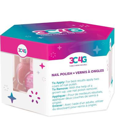 Three Cheers for Girls Pink & Gold Hexagon Shimmer Nail Polish Set - 5 Pack Non-Toxic Kit for Kids & Teens, Ages 8 - Buy Online on GoSupps.com