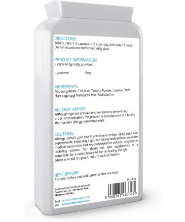 Lycopene 15mg 120 Capsules | Antioxidant Supplement for Eye, Cardiovascular & Prostate Health - Buy Online on GoSupps.com
