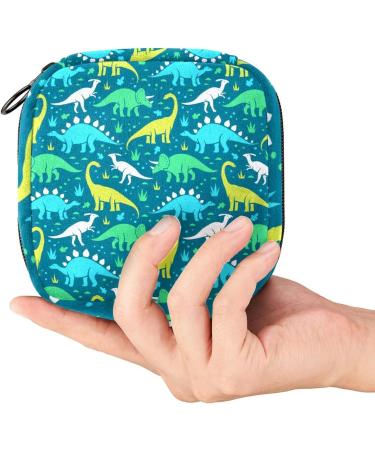 Dinosaur Print Sanitary Napkin Storage Bag - Portable Period Kit Pouch for Menstrual Cup & Pads - Buy Online on GoSupps.com