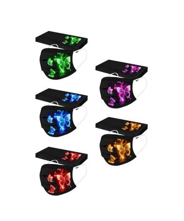 Amyglin 50 pieces disposable 3-layer non-woven fabric mouth-nose protection butterfly motif breathable multifunction cloth Neckuch Bandana for adults (50PC Z022)