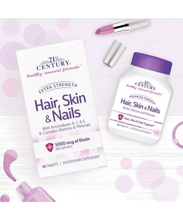 21st Century Hair Skin & Nails Advanced Formula - 50 Tablets for Healthy Beauty - Buy Online on GoSupps.com
