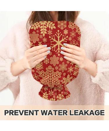 Golden Snowflakes Christmas Hot Water Bottle & Cover - Soft Warm 2L for Winter Comfort - Buy Online on GoSupps.com
