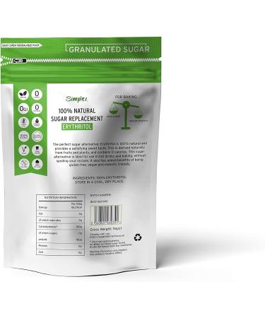 100% Natural Erythritol Sugar Replacement 1Kg (2.2 lb) Granulated Sugar - Zero Calorie - No Bitter Taste - Buy Online on GoSupps.com