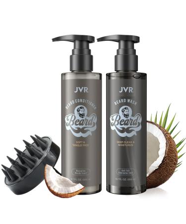 Bartshampoo for men 3 in 1 beard care set JVR Premium Beard Wash Cleaning smoothing & moistening Bart Gift with Bart Shampoo & Conditioner Set 2x200ML Bart Massage Burst (Schwarz1) - Buy Online on GoSupps.com
