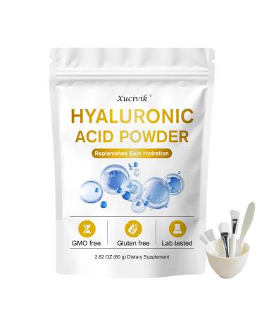 Xucivik Hyaluronic Acid Powder for Face & Skin High Molecular Weight Water-Soluble Formula for DIY Serum & Moisturizer Vegan Hydrating Skincare 2.82oz